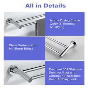 Stainless Steel 24 in. Wall Mounted Double Towel Bar Towel Rack in Polished Chrome