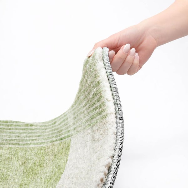 Dream Shag Premium Machine Washable Abstract ADS678 Olive 8 ft. x 10 ft. Area Rug