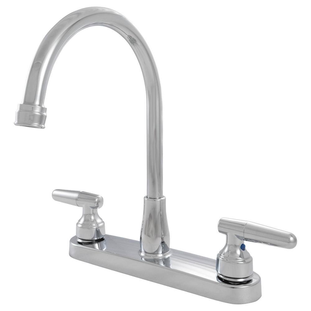 Polished Chrome 2-Handle High-Arc Kitchen Faucet with Pull-Out Spray