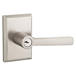 White Bronze Keyed Taper Door Lever with Rustic Square Rose