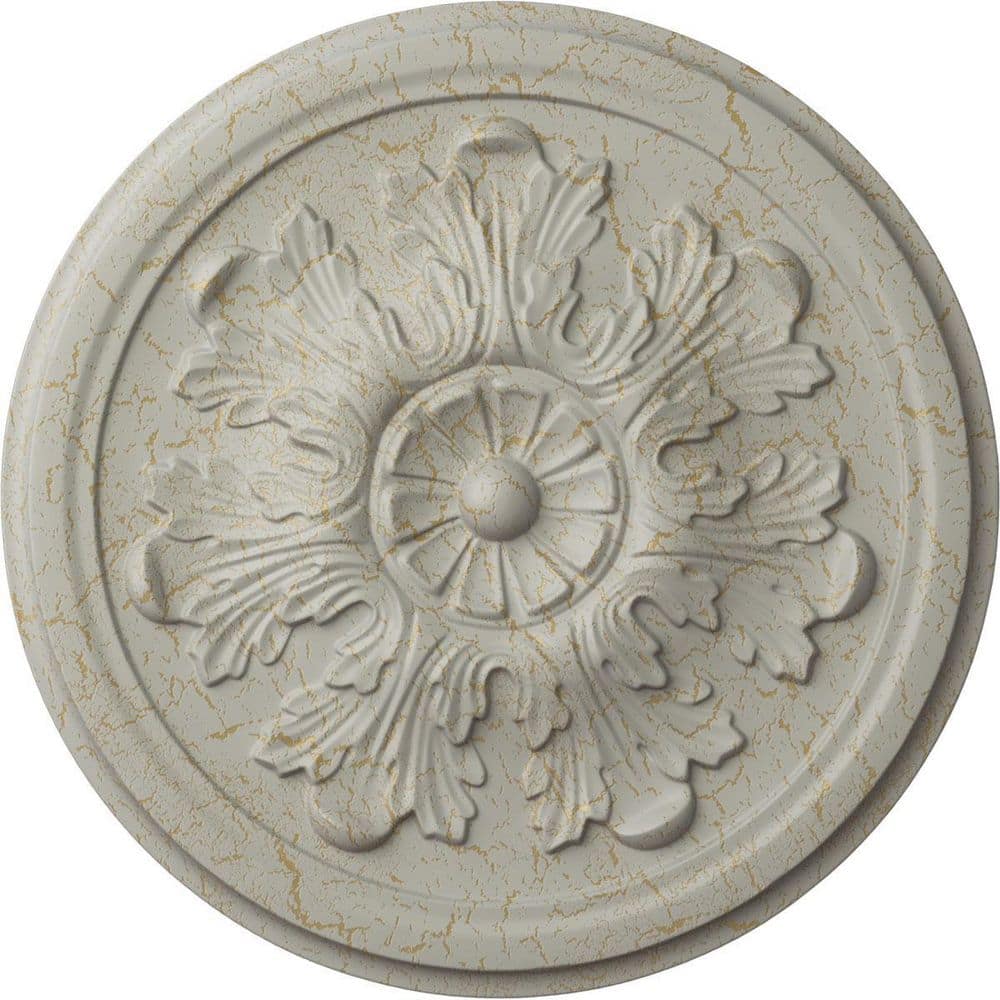 Pot of Cream Crackle Polyurethane Acanthus Ceiling Medallion