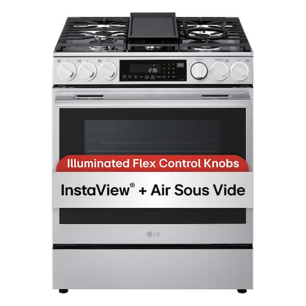 Smart Gas 30 in. 5 Burners Slide In Gas Range in Stainless Steel with ProBake Convection Air Fry