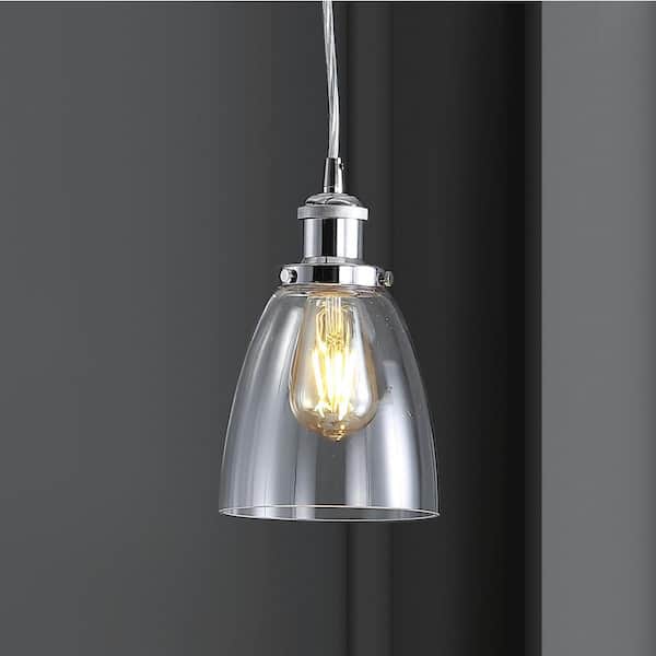 Cleo 5.5 in. 1- Light Chrome Adjustable Metal/Glass LED Pendant
