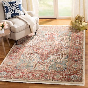 Kashan Ivory/Blue 5 ft. x 7 ft. Antique Border Area Rug