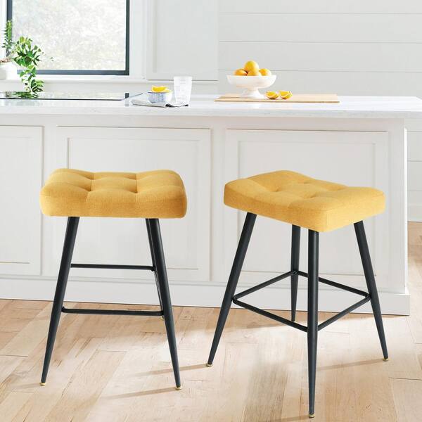 yellow fabric bar stools