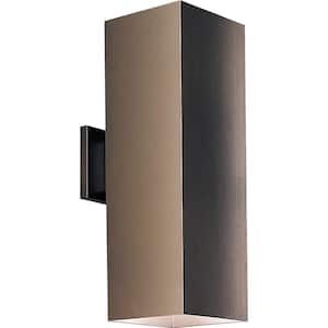 Square 6" Two-Light Bronze Modern Wall Lantern for Outdoor Spaces with Up-Down Light Output
