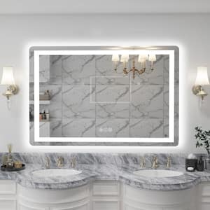 36 in. W x 48 in. H Rectangular Rounded corner Frameless Anti-Fog LED Light Wall Mounted Bathroom Vanity Mirror in White