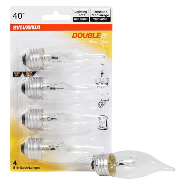 PHILIPS ampoules B10 de 40 W à culot candélabre pour chandelier - Paquet de  4 380 lumens, B10.5 