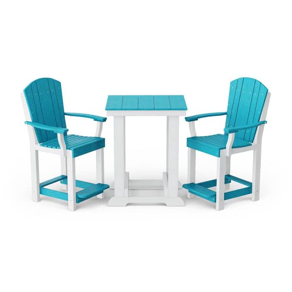 Wildridge Heritage 3-Piece Aruba Blue and White HDPE Plastic