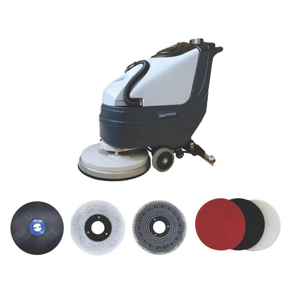 Commercial Cordless Multi-Surface Walk Behind Floor Machine in Grey w/ 19 in.Hard and Soft Brush, Set of 3 Scouring Pads price history on PriceWatchPro