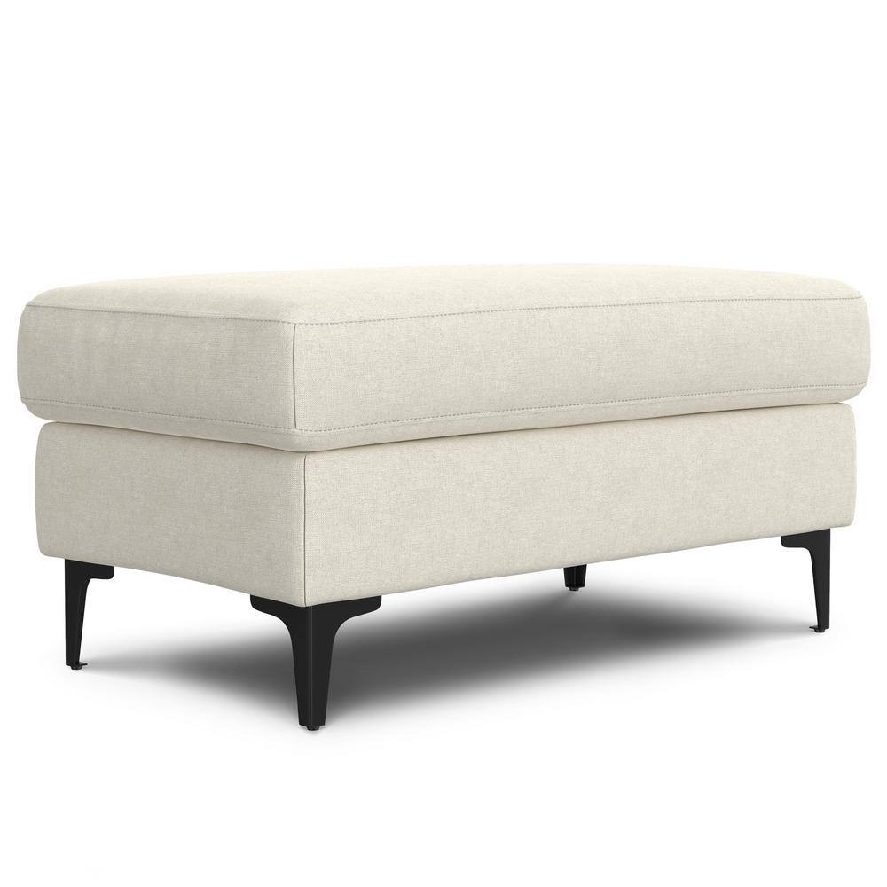 Ava 76-inch Cream Fabric Sofa and Ottoman Set