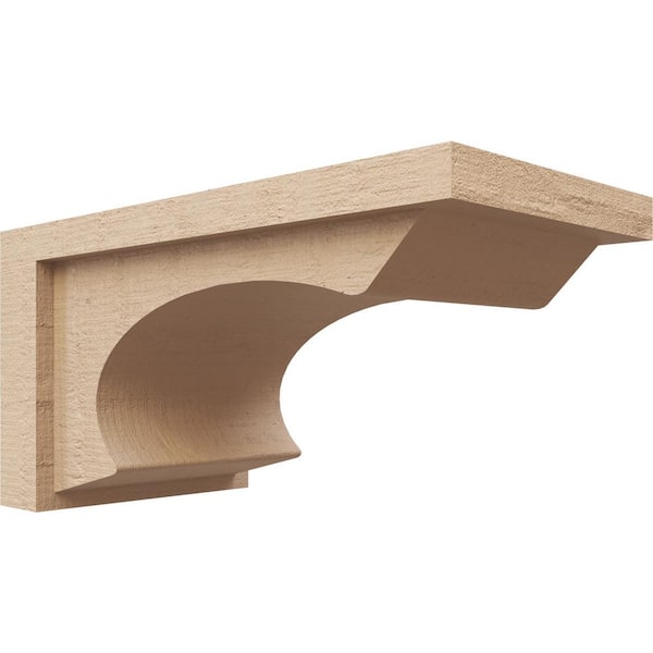 Ekena Millwork 7 in. x 7 in. x 14 in. Wide Emerson Rough Cedar Woodgrain TimberThane Corbel, Primed Tan
