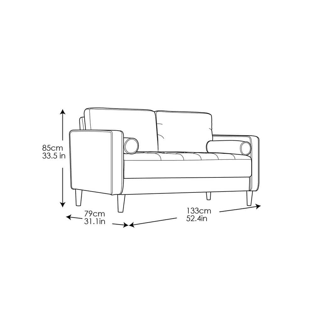 Heather Gray Tufted Microfiber Loveseat with Wood Frame and Removable Cushions