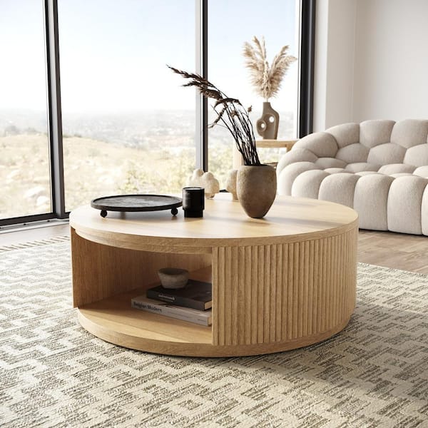 Jacobson Modern 43.3 in. Oak Round Wood Coffee Table