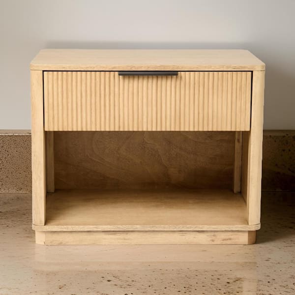 Benjara 31.5 in. Brown and Black 1-Drawer Wooden Nightstand