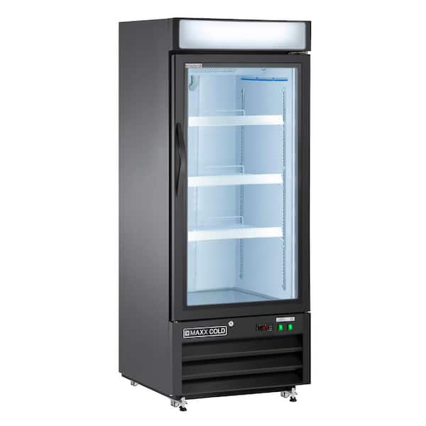 Maxx Cold 25 in. Glass Door Merchandiser Refrigerator, 12 cu. ft. Automatic Defrost Cycle, Upright reach in Refrigerator- Black