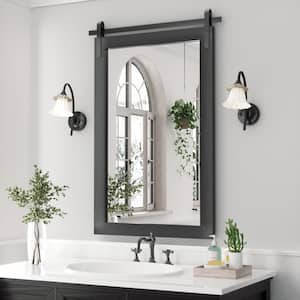 24 in. W x 36 in. H Large Square Mirrors Wood Framed Mirrors Wall Mirrors Bathroom Vanity Mirror Barn Mirror in Black