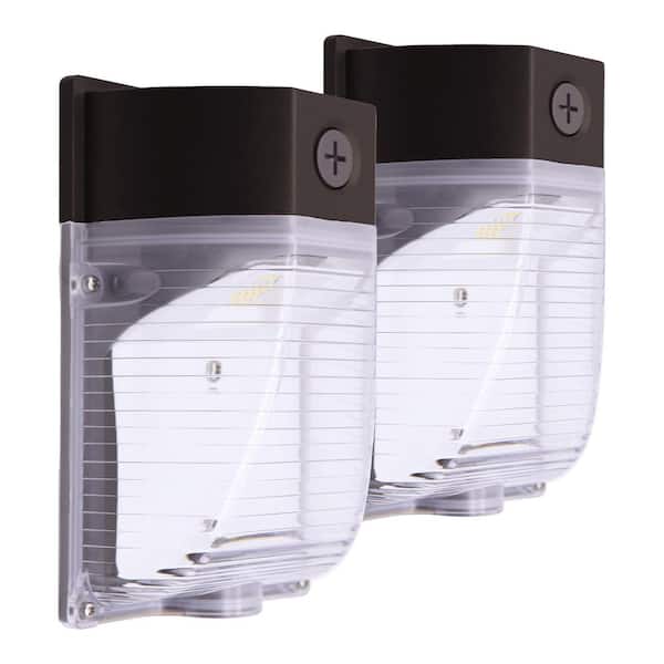 180-Watt Equivalent 3500 Lumen 90% Bronze Integrated LED Wall Pack (2-Pack)