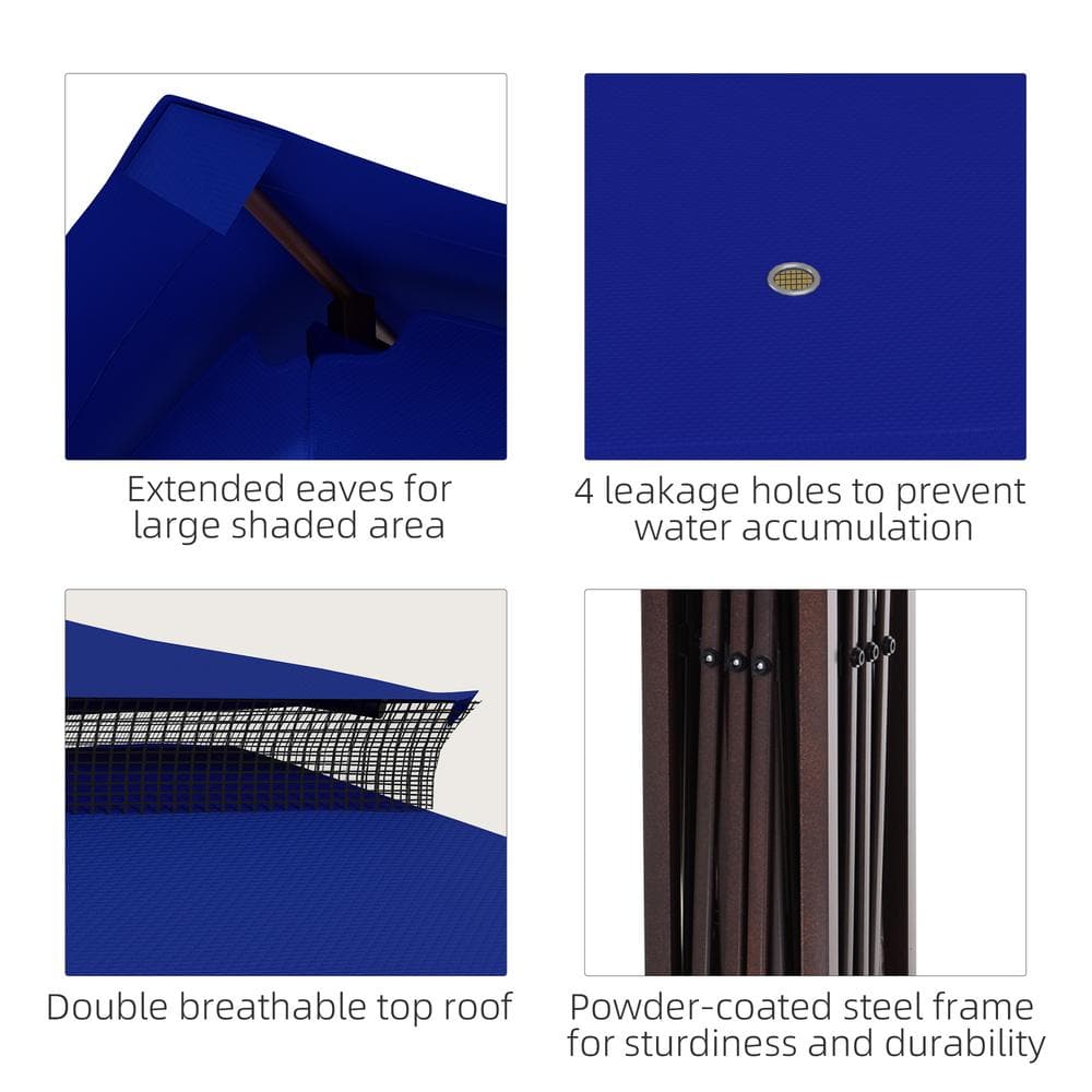 Outsunny Blue Pop-Up Gazebo with Mesh Sidewalls