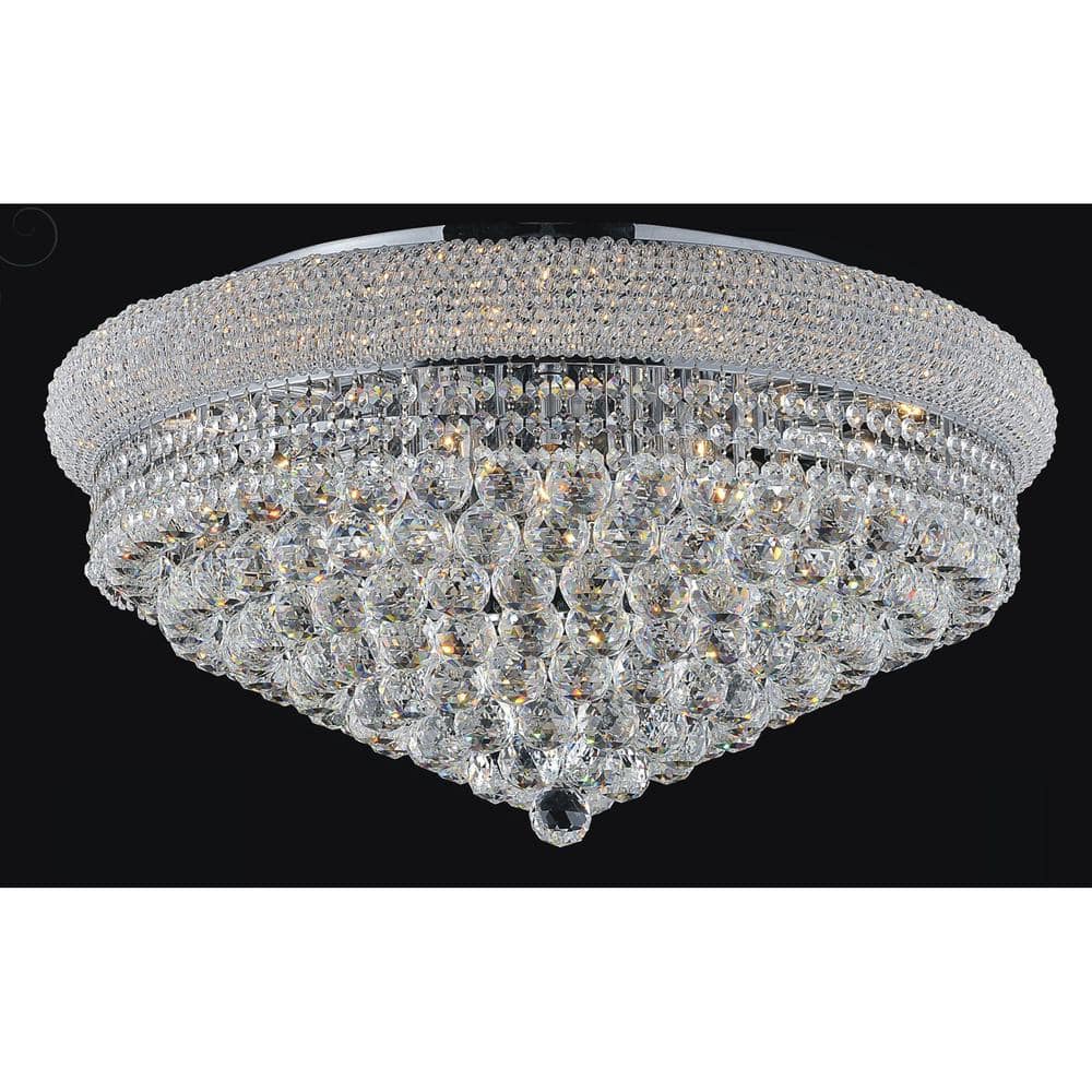 Primo 36" Chrome Flush Mount with Clear Royal Cut Crystals