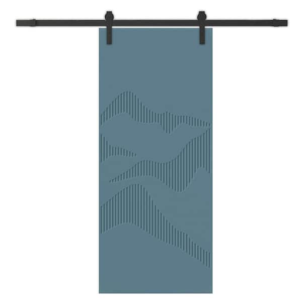 CALHOME 30 in. x 96 in. Dignity Blue Painted Composite MDF Paneled Interior Sliding Barn Door with Hardware Kit