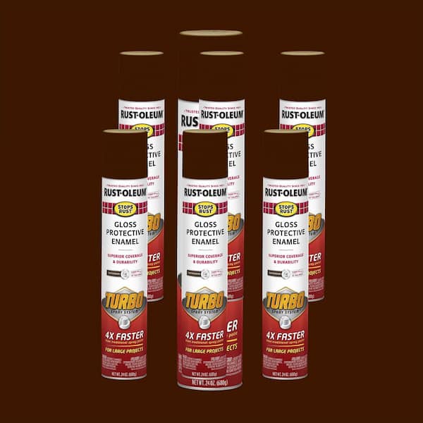 24 oz. Turbo Spray System Gloss Leather Brown Spray Paint (Case of 6)