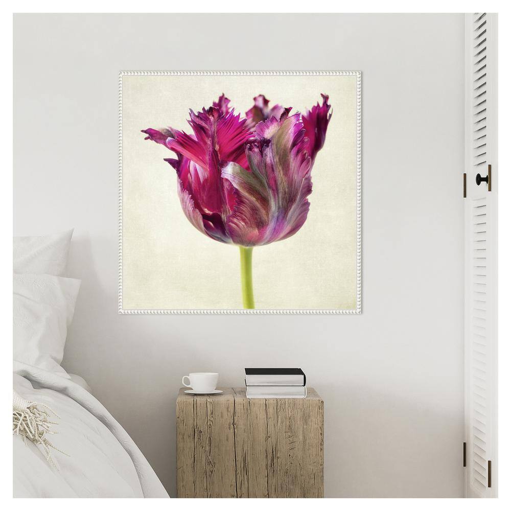 Single Parrot Tulip II 30" White Framed Canvas Wall Art