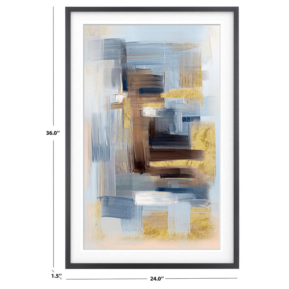 Harmony 24" x 36" Blue and Gold Abstract Canvas Painting