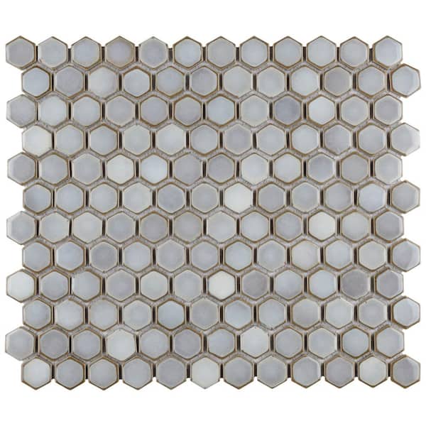 Merola Tile Hudson 1 in. Hex Grey Eye 11-7/8 in. x 13-1/4 in. Porcelain Mosaic Tile (11.2 sq. ft./Case)