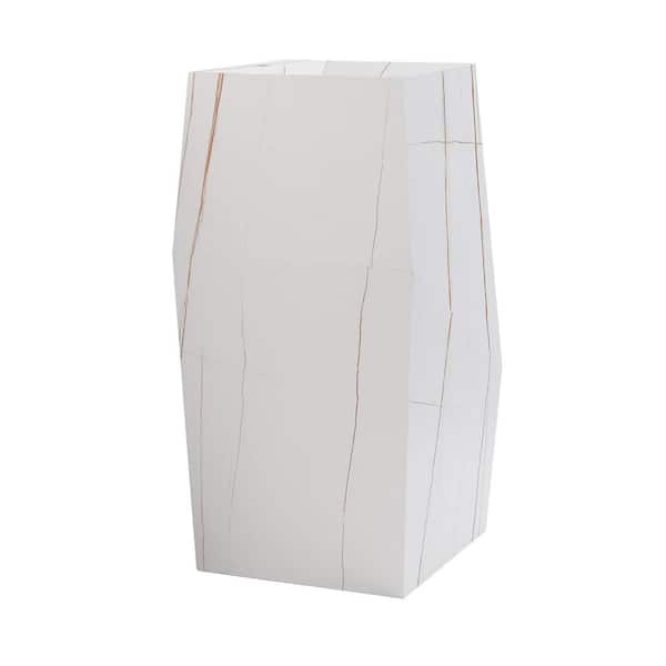 FINE FIXTURES Canyon 15 in. W x 15 in. L Luxury Composite Square Pedestal Sink and Basin Combo in White with Gold
