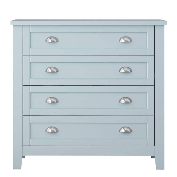 Tahanbath Blue Drawer Dresser bar cabinet : Solid Wood, Plastic Door, Retro Handles for Home