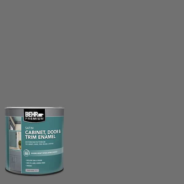 BEHR PREMIUM 1 qt. #AE-48 Machine Gray Satin Enamel Interior/Exterior Cabinet, Door & Trim Paint