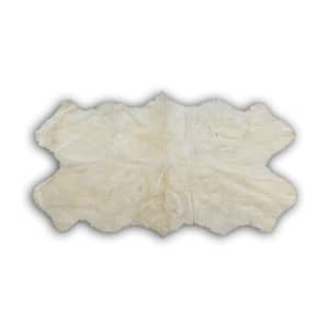 Unshorn Sheepskin Natural White 3 ft. x 6 ft. Quad Area Rug