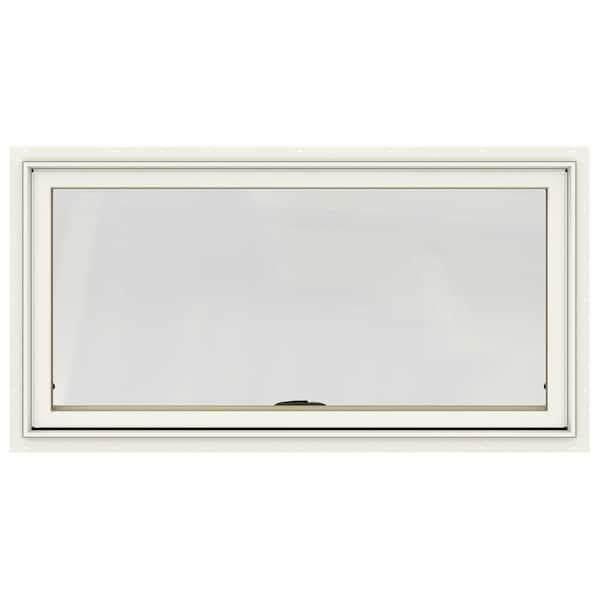 JELD-WEN 48 in. x 24 in. W-2500 Series Painted Cream Clad Wood Awning Window w/ Natural Interior and Screen
