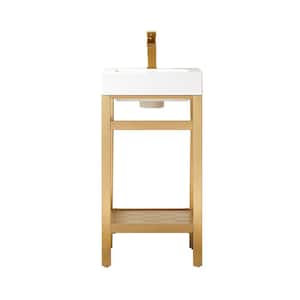 Ablitas 18 in. W x 18 in. D x 34 in. H Bath Vanity in Brushed Gold with White Composite Stone Top