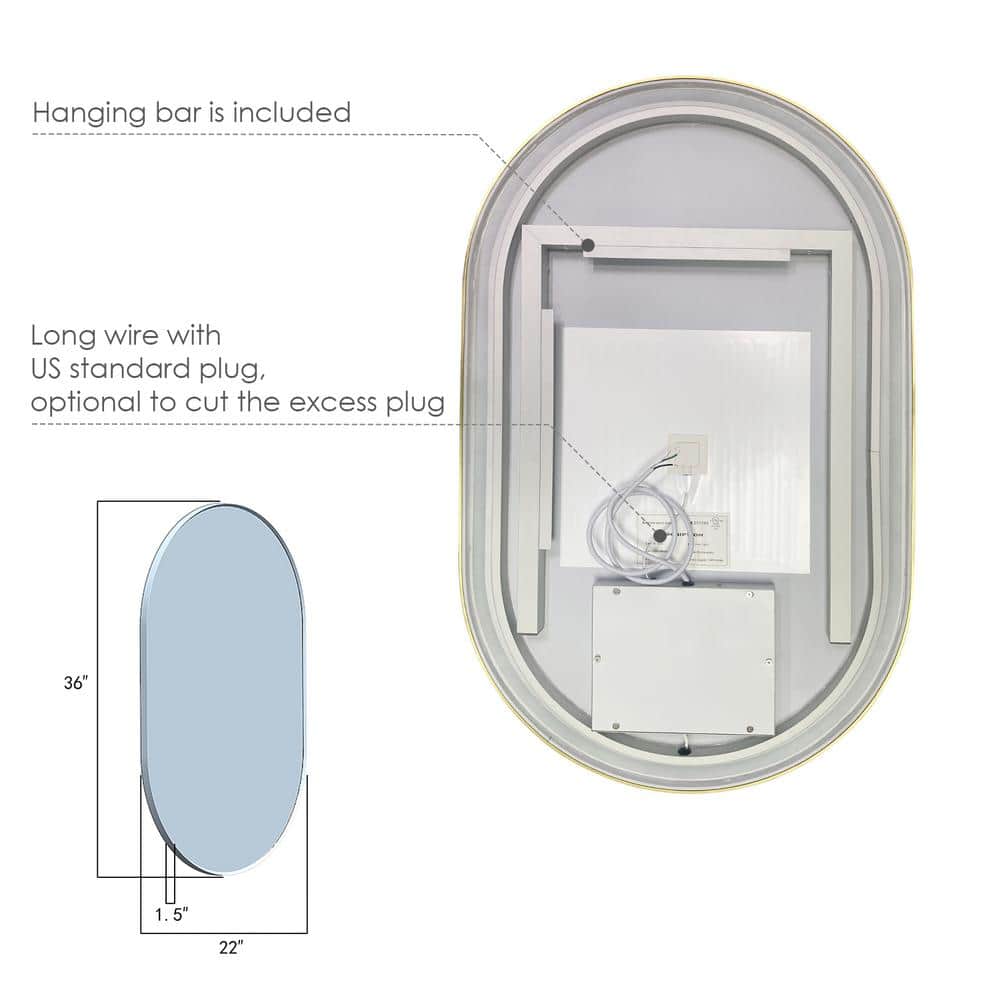 Oval Gold and Silver LED Lighted Bathroom Vanity Mirror