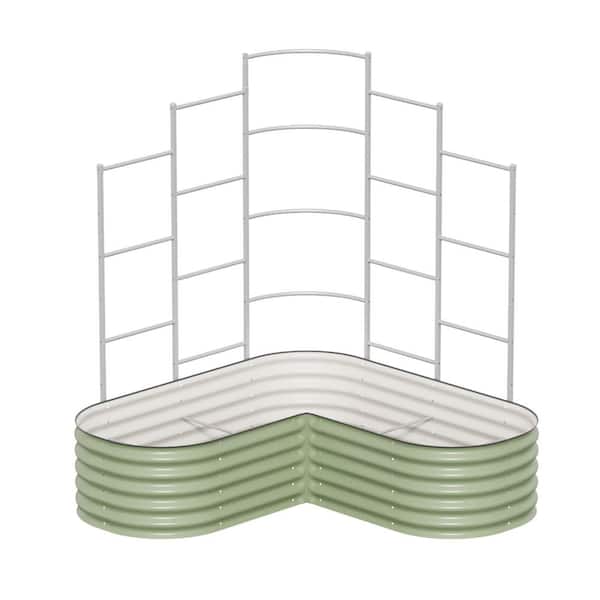 Garden Modular System, 5 .5 ft. Long for 5 .5 ft. x 5 .5 ft. Standard Size L-Shaped Garden Beds Metal Wall Trellis