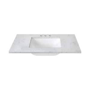 37 in. W x 22 in. D Cultured Marble Rectangular Undermount Single Basin Vanity Top in Icy Stone