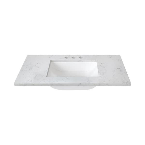 J COLLECTION 37 in. W x 22 in. D Cultured Marble Rectangular Undermount ...