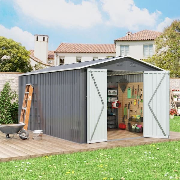 10 x 12 ft. Metal Storage Shed, Utility and Tool Storage for Garden, Backyard, Patio with Lockable Door (120 sq. ft.)