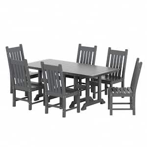 Hayes Gray 7-Piece HDPE Plastic Outdoor Dining Set with Side Chairs