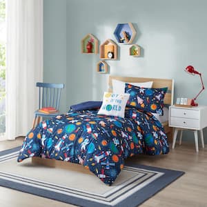 Conner 3-Piece Multi Twin Outer Space Printed Microfiber Comforter Set
