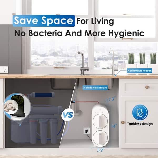 Waterdrop G2P600 Tankless 3-Stage Under-Sink Reverse Osmosis Water  Filtration System with 600 GPD Membrane B-WD-G2P600-W - The Home Depot