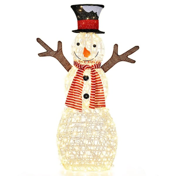 Costway 42 in. H x 26 in. L Pre-Lit LED Standing Snowman Artificial ...
