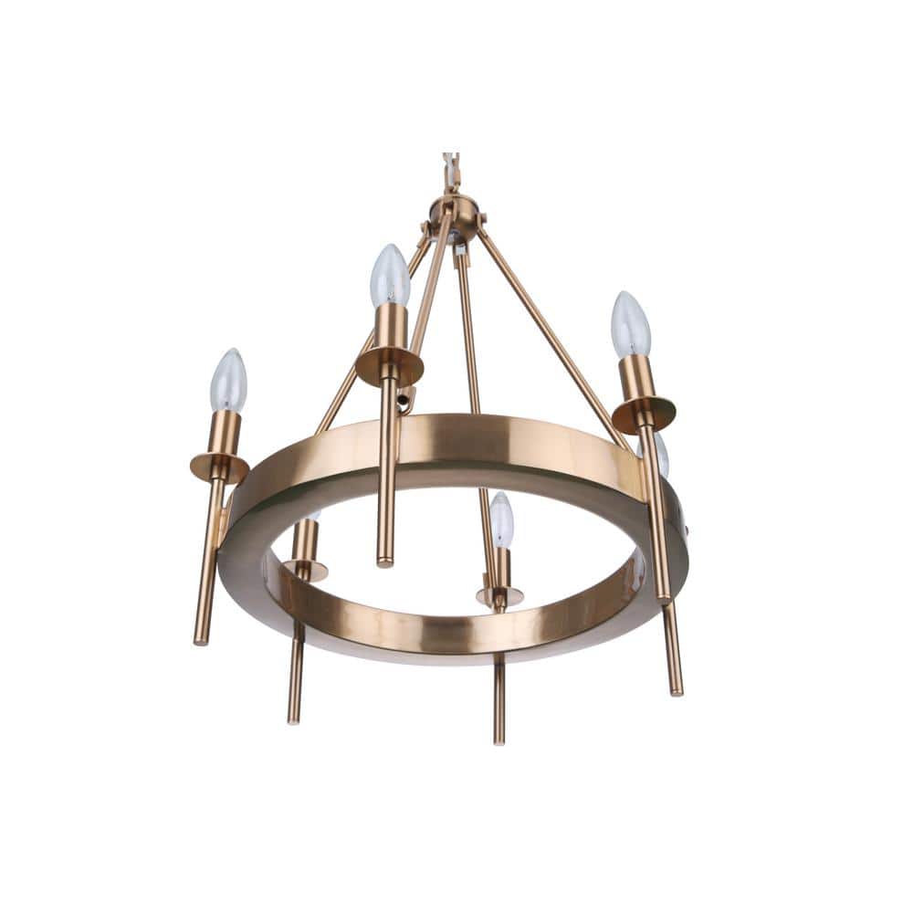 Satin Brass 6-Light Mini Candle Chandelier
