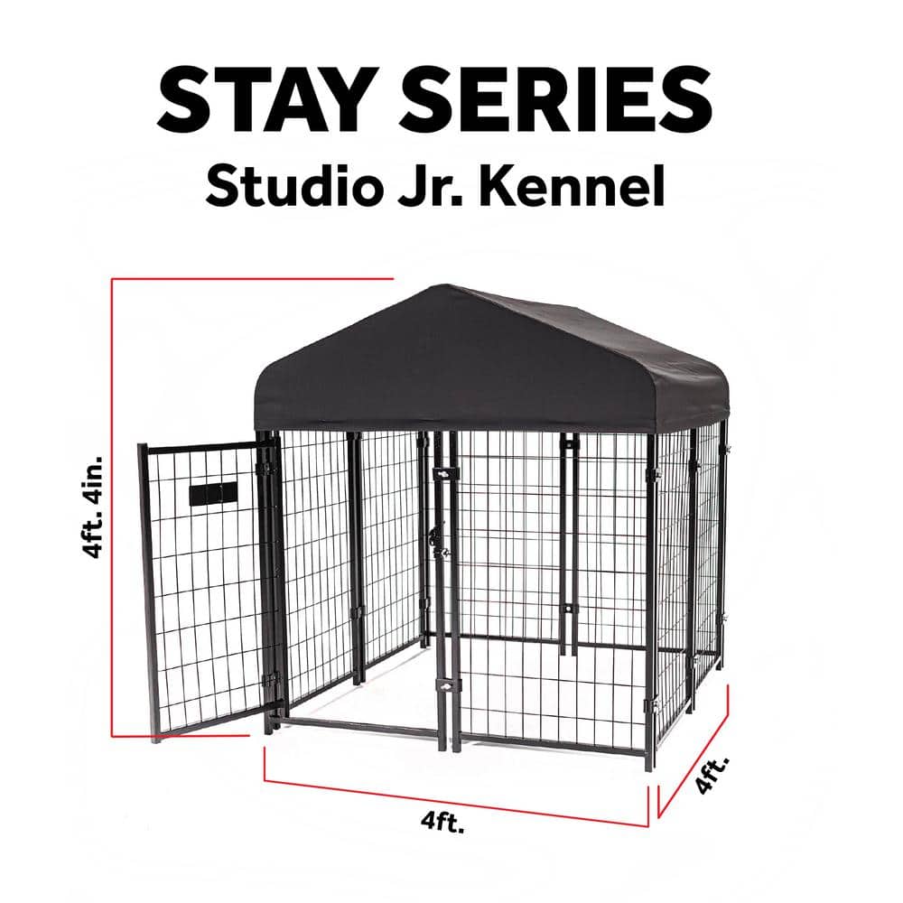 Khaki Steel Frame Outdoor Dog Kennel with Waterproof Roof