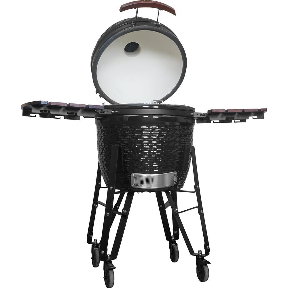 Kalamera 18'' Red Ceramic Kamado Charcoal Grill with Folding Shelves