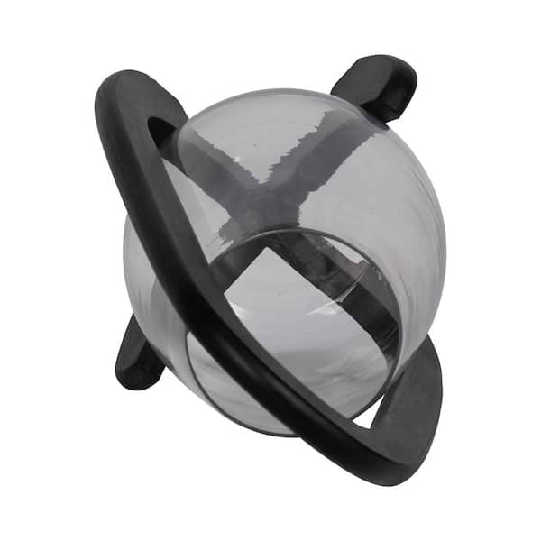Liv & Skye 15 in. Black Wood and Glass Hurricane Lantern Candle