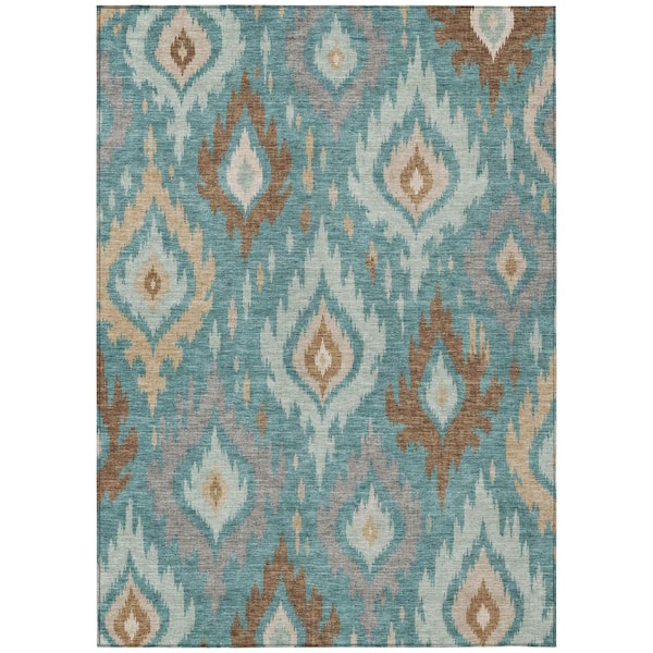 Chantille Machine Washable Indoor/Outdoor Abstract ACN3073 Teal 3 ft. x 5 ft. Area Rug