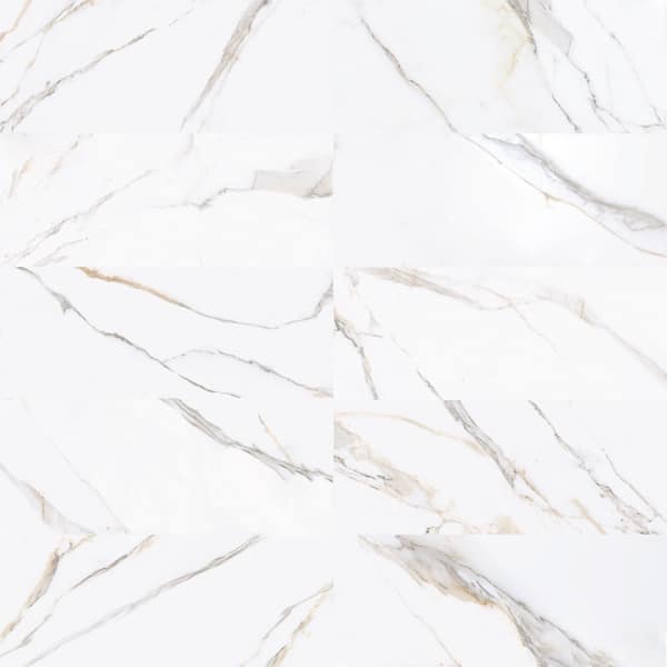 Turret Calacatta White 12 in. x 36 in. Glossy Ceramic Rectangular Wall Tile (14.53 sq. ft. /Case)